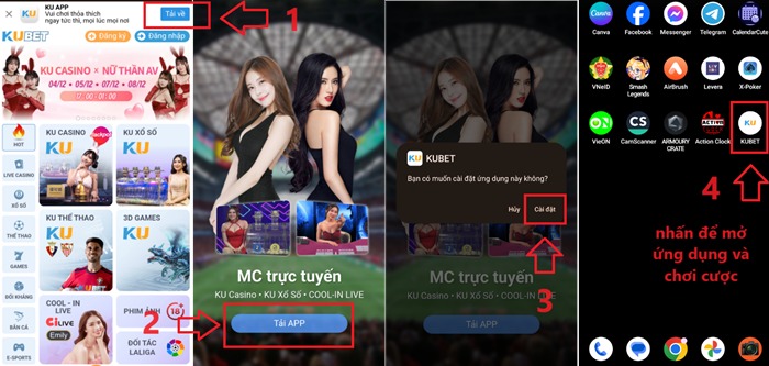 Tải Ku casino Hướng dẫn 4 bước tải Ku casino về điện thoại Android